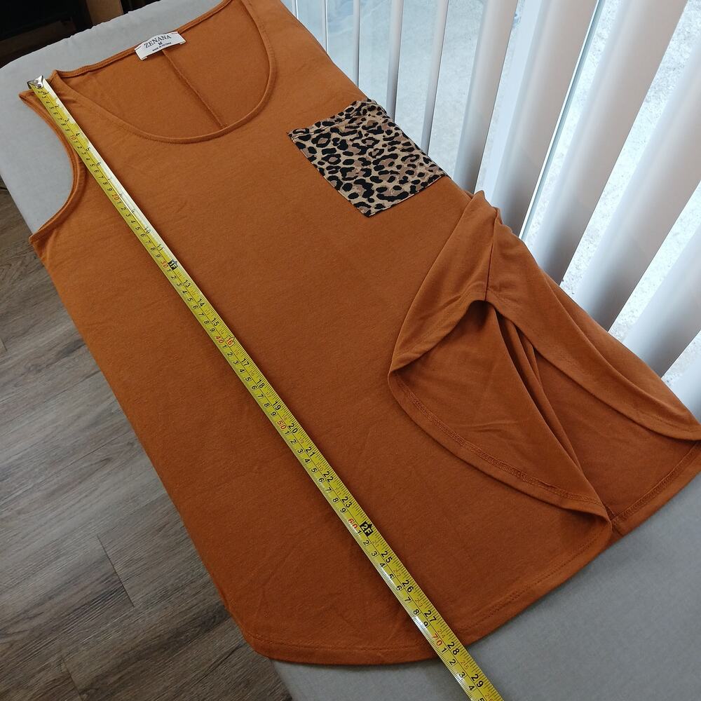 Medium Zenana Leopard Print Pocket Tank Top in Almond Orange - Picture 12 of 13